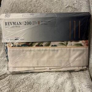 NOS Vintage Revman 200 Twin Flat Sheet Charleston Floral Percale USA